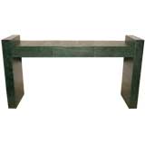 Console Table Covered in Scored Leather by Karl Springer
