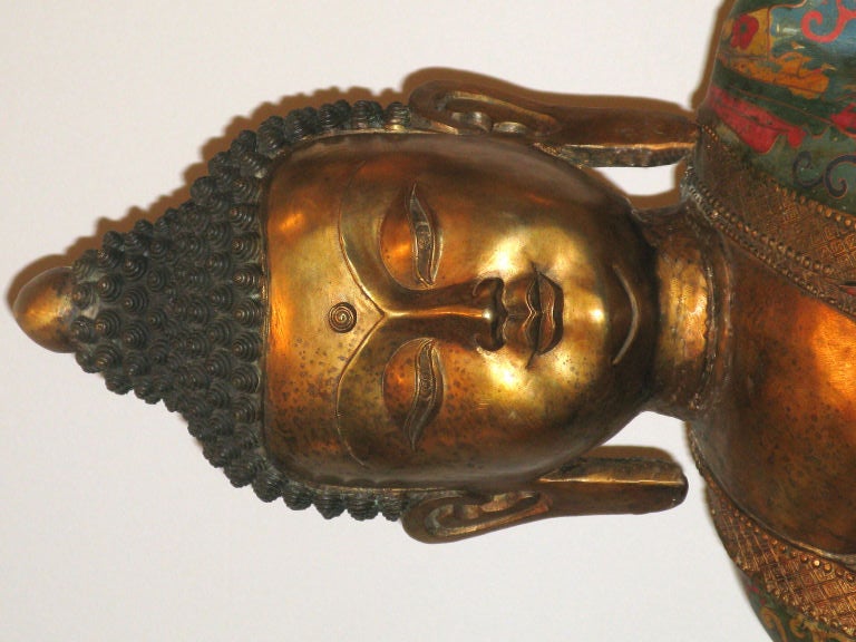Exquisite cloisonne Buddha in a meditative posture. Sold by Karl Springer through his New York showroom in the 1980’s