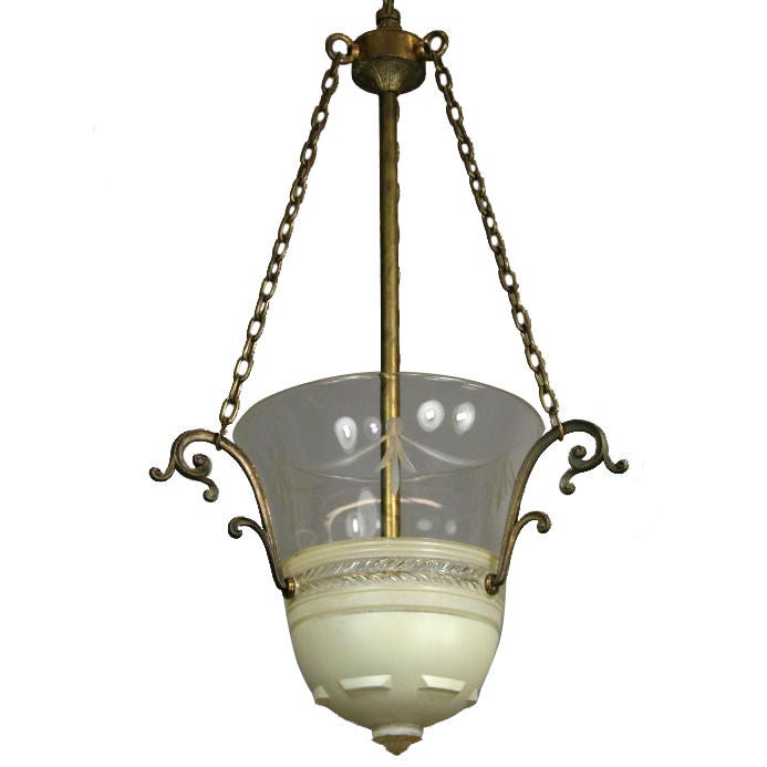 Circa 1920
s Molded Glass Inverted Dome