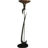 Black Wood Sculpural Floor Lamp