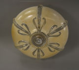 Antique Embossed Glass Deco  Flush Mount