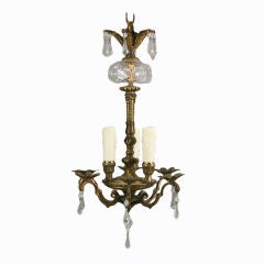 Circa 1930's Three lights bronze chandelier