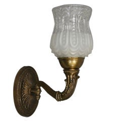 Pair Embossed Glass Single Arm Sconces (3 Pair available)