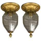 1920's Gilt  Bronze  Flushmount (two available)