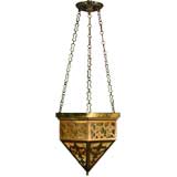 Arts and Craft Pierced brass and glass lantern