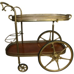 Circa 1930's Italian brass and wood bar cart