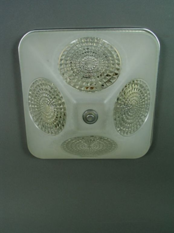 Circa 1930's Deco clear and frosted flushmount
