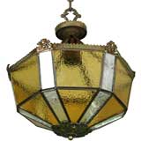 1920's Pebbled Leaded Glass Lantern