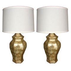 ON SALE Pair Capiz Shell covered  Wood  Lamps