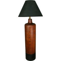 Single Wood Leather Lamp.
