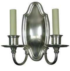 Antique Pair  Silver Plated Double Arm Sconce