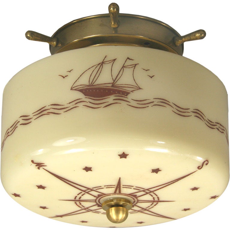 Nautical Glass Brass Flushmount