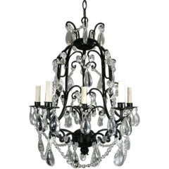 French Blackened Crystal Chandelier