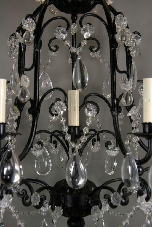 Mid-20th Century French Blackened Crystal Chandelier