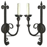 Pair Large Forged Wrought Iron Sconce