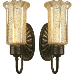Pair Pebble  Glass Sconce  (Two pairs available)