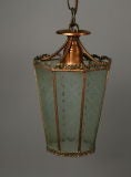 English 1920s Etched Glass Copper Lantern(2 available)