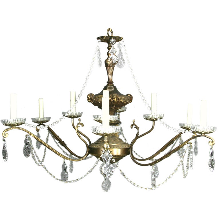 Large Brass Beaded Chandelier at 1stDibs
