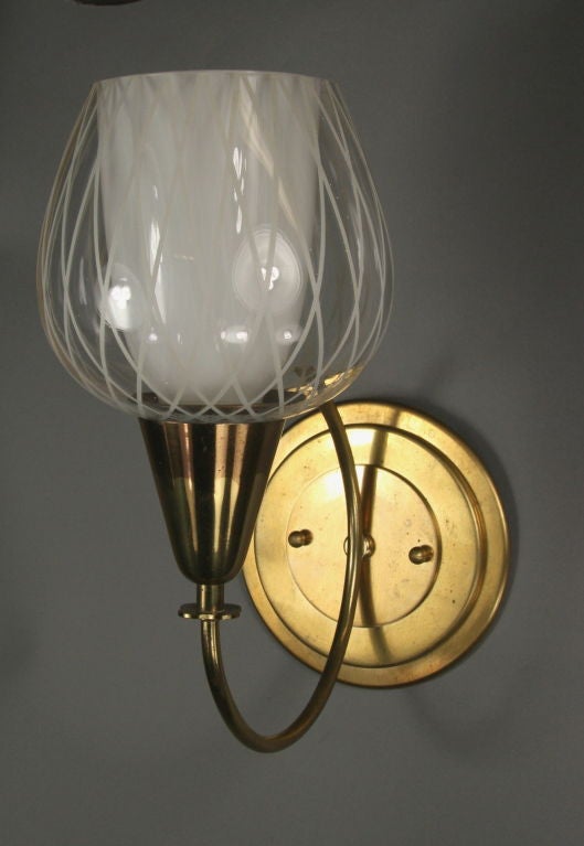 Pair of Striped Glass Sconces(2 Pair Available) In Good Condition In Douglas Manor, NY