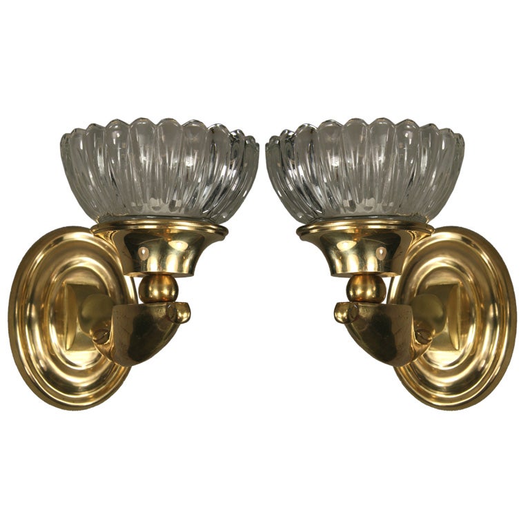Pair  Polished BrassTorchiere Sconces(2 pair available)
