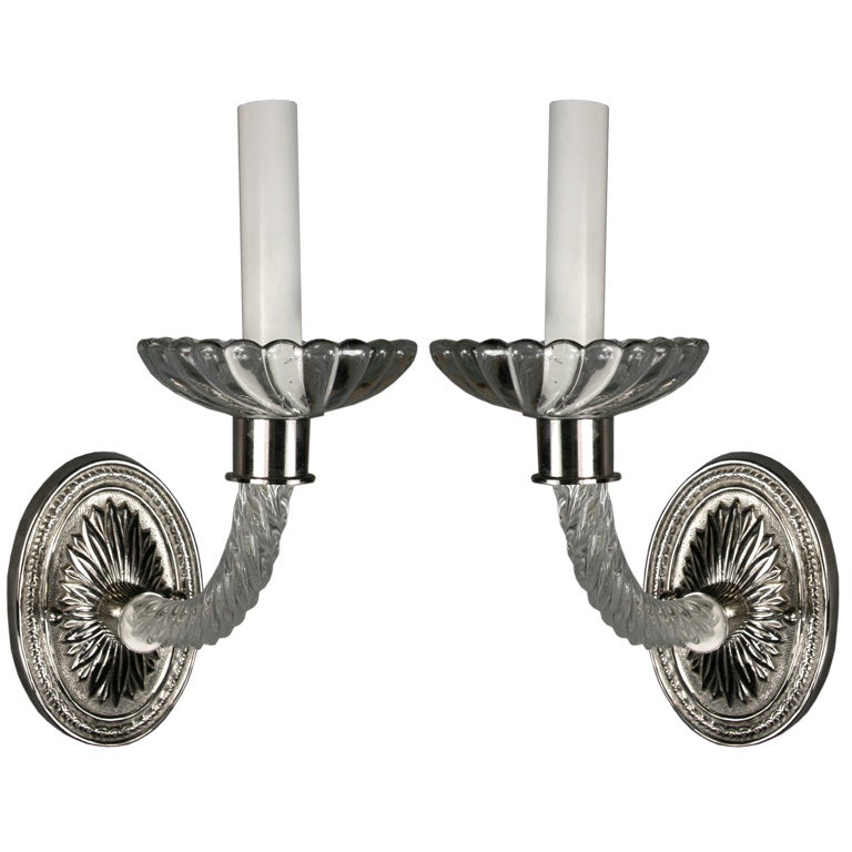Pair Rope Arm Swirl Crystal Bobeches Sconce at 1stdibs