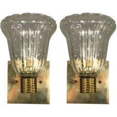 Pair of Murano Bubble Glass Sconces