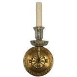 Pair Embossed Brass crystalTulip Sconce
