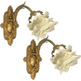 Pair Ram's Head Bronze Sconce