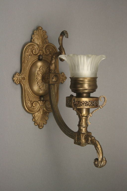 Pair   Bronze   Frosted   Tulip   Sconce