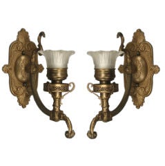 Pair   Bronze   Frosted   Tulip   Sconce