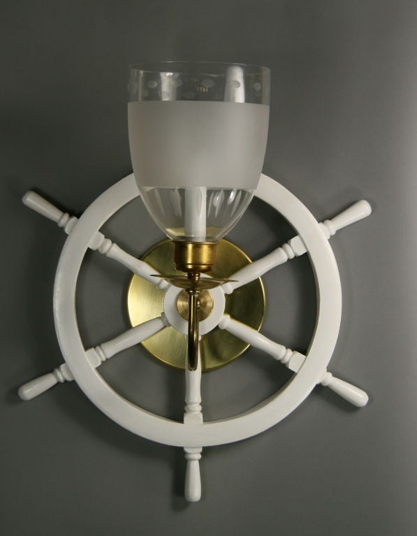 Italian ON SALE Pair  Large Nautical  Shipswheel  Sconces