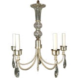 Antique 1950's Silverplated Crystal Chandelier