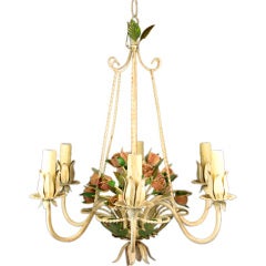 Italian Tole Roses Basket Chandelier 3