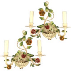 Pair of Italian Roses Double Arm Sconces 3