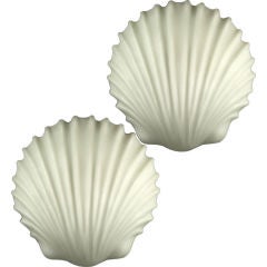 Pair Opaline Glass Shell Shaped Sconces