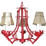 Red Bamboo Tole Chandelier