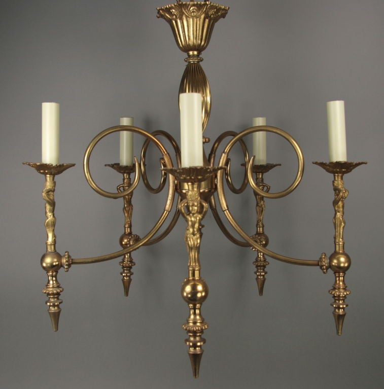Figural FiveLight Chandelier, circa 1920s For Sale at 1stdibs