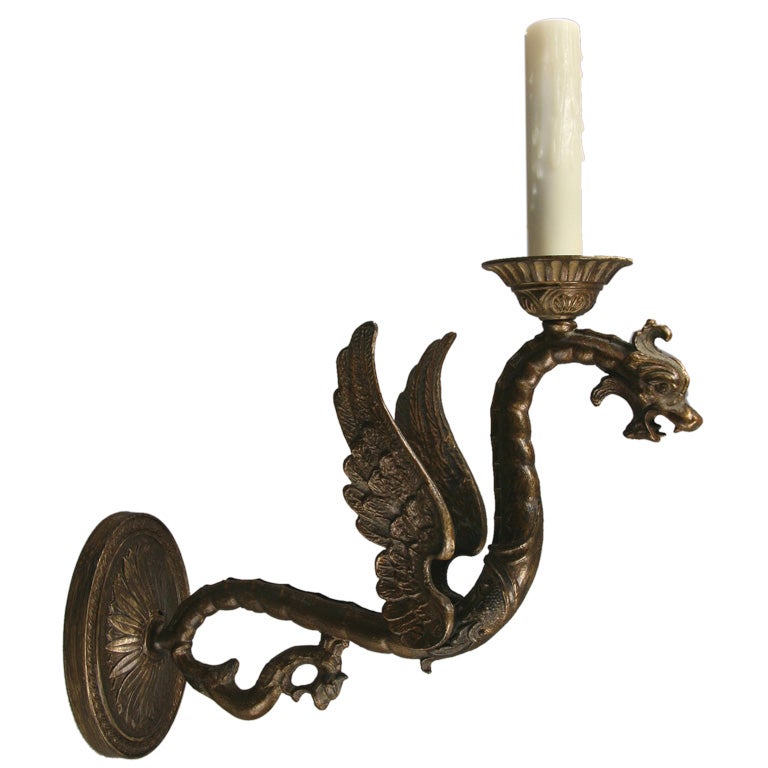 Bronze Winged Dragon Wall Light (one available) at 1stDibs | dragon wall  sconce, dragon wall lamp, dragon sconce