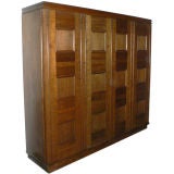 Vintage large solid oak armoire by Vallin Nancy
