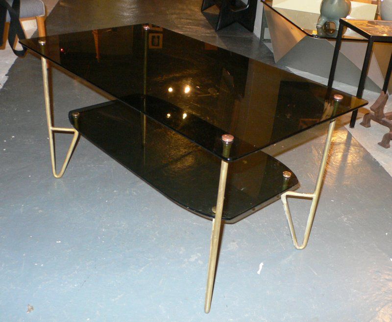 Pair of Smoked Glass Coffee Tables In Fair Condition In Brooklyn, NY