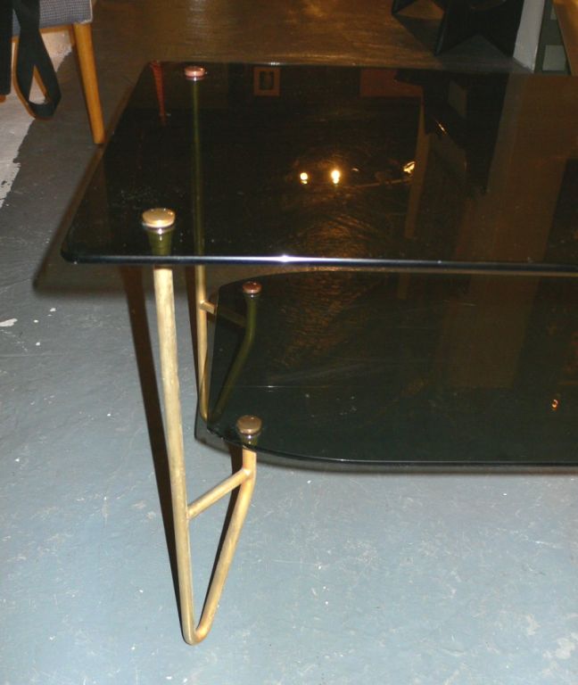 Metal Pair of Smoked Glass Coffee Tables