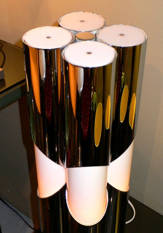 beautiful lamp from the 1970's in chrome and white perspex.