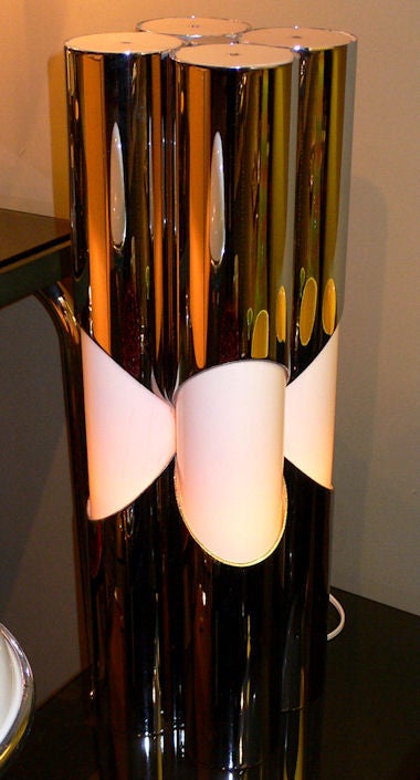 Mid-Century Modern Quadrilobe Nickeled Lamp For Sale