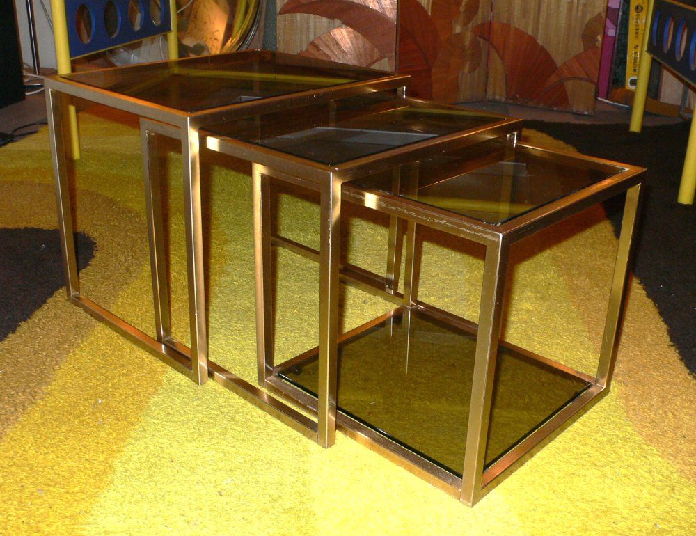 Metal Pair Of Nesting Tables For Sale