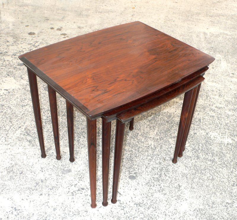 beautiful set of Scandinavian tables on rosewood from the 1960's