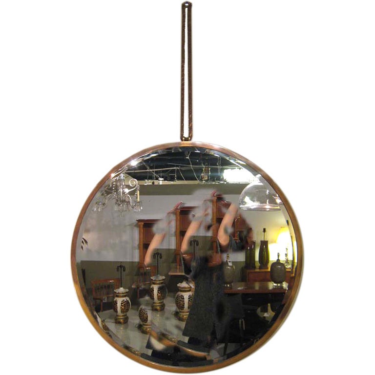 Modernist Art Deco Brass Mirror