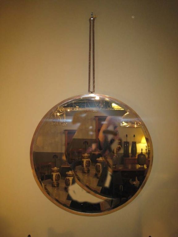 Modernist Art Deco Brass Mirror In Good Condition For Sale In Brooklyn, NY