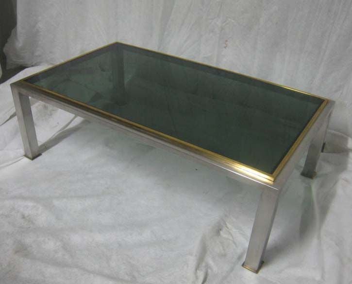 Brass Maison Jansen Large Coffee Table For Sale