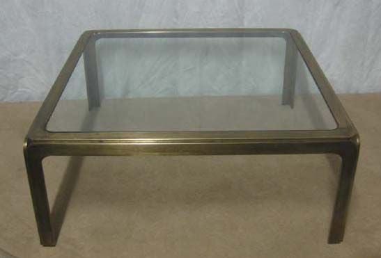 French Square Brass Coffee Table For Sale