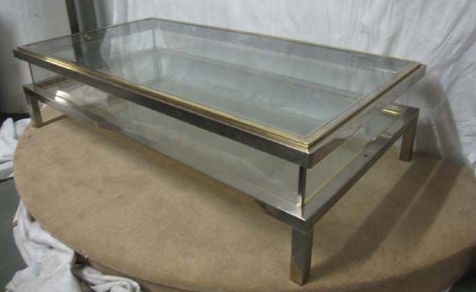 French Maison Jansen Large Coffee Table with Sliding Top